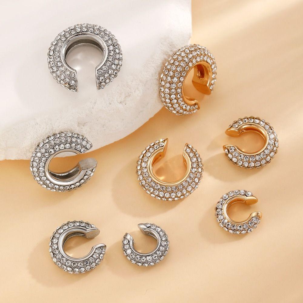 Crystal C Shape Ear Cuff Copper Gold Jewelry Simple Ear Buckle  Travel