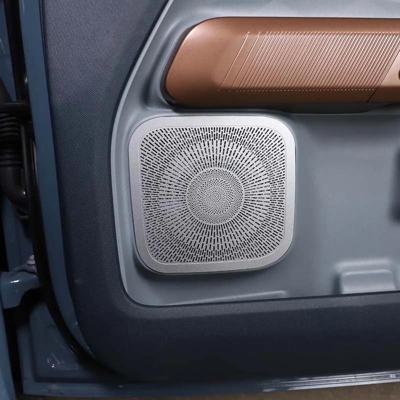 Stainless Steel Car Door Stereo Speaker Horn Audio Decoration Sticker Trim Fit For Ford Maverick 2022 Auto Interior