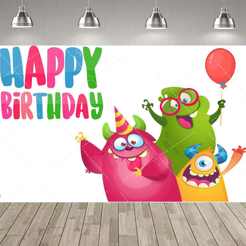 Background Decoration for Thematic Party of Cartoon Monsters, Children's Party Supplies, Decorative Banner, Baby Baptism Gift