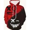 Artistic Neutral Hooded 3D Printed Black And Red Fashion Jumper Hooded Sweatshirt with Large Hooded Pockets