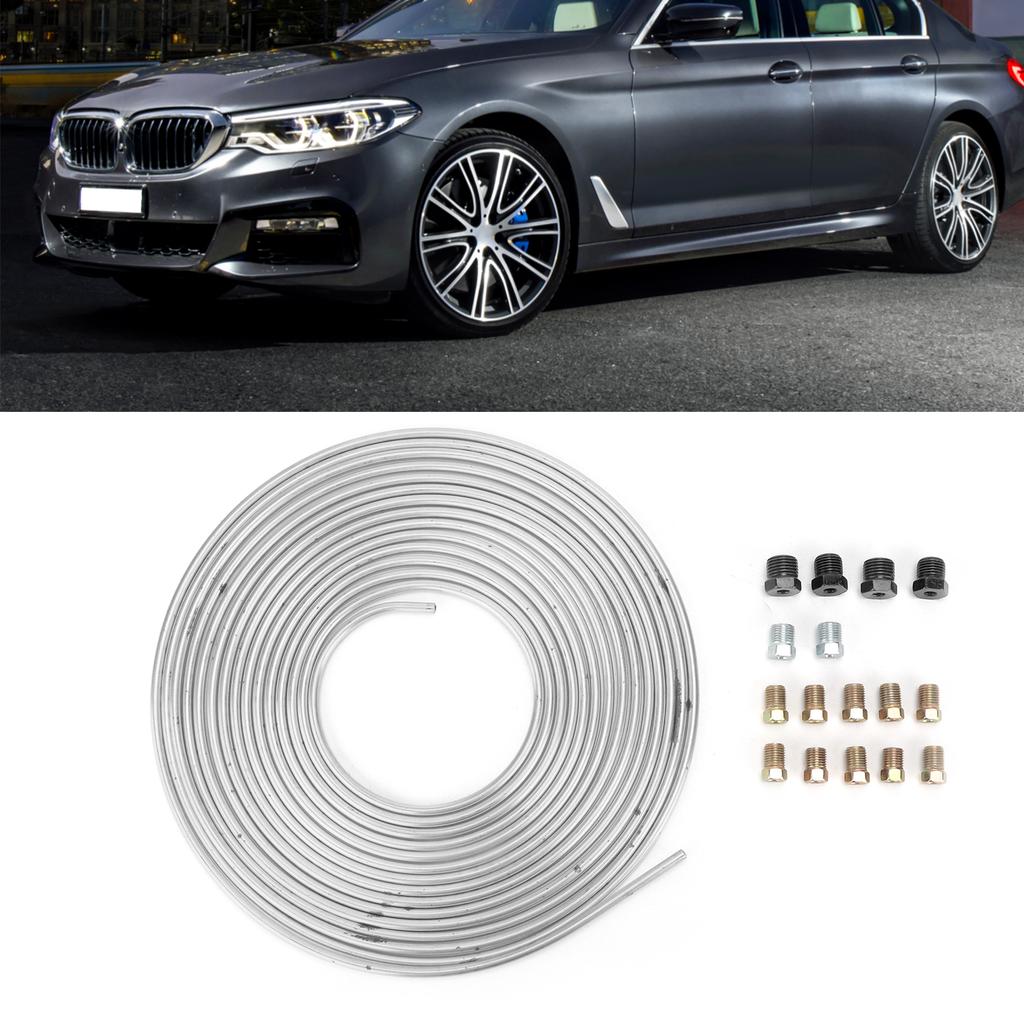 25ft Brake Line Tubing Copper Nickel Plated 3Celsius16in OD with Fittings for Hydraulic Braking Fuel System(Gold )