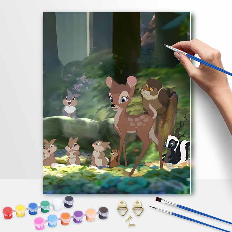 Disney Bambi Oil Painting Kit Painting Forest Friends Home Bedroom Wall Decor Gift 20x30cm
