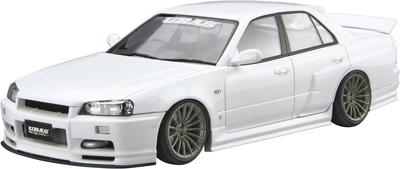 AOSHIMA The Tuned Car Series Nissan URAS ER34 Skyline 2001 Пластикова модель 1/24 No.04 TYPE-R