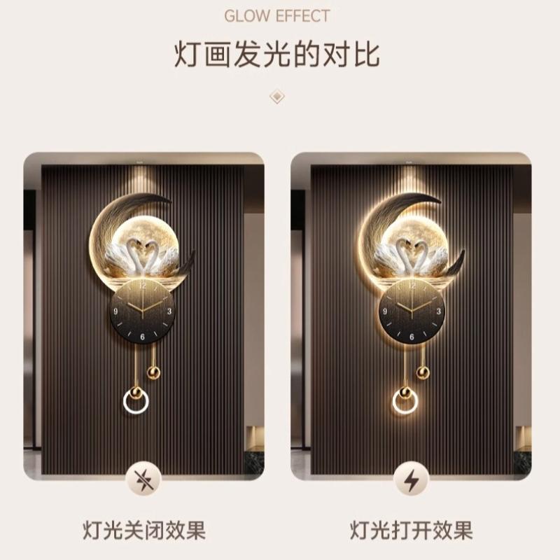 Nordic Living Room Swan Wall Clock Villa LED Digital Clock Restaurant Mute Quartz Clock Luxury Corridor Mural Watch Home Decor