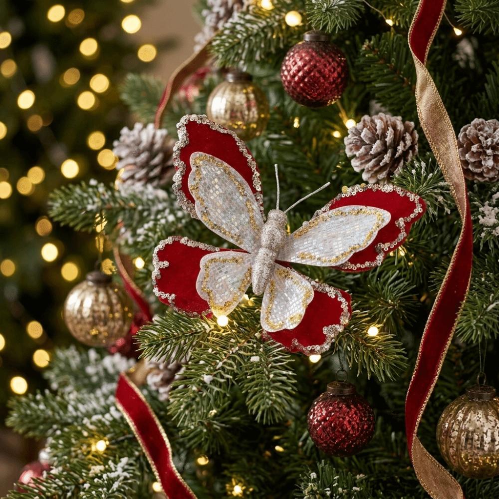 Double-Layered Christmas Butterflies Ornaments Christmas Tree Decoration New Year Celebration