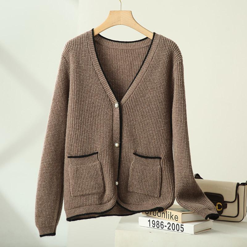 

Женский толстый вязаный шерстяной кардиган - Осенне-зимний свитер-пальто свободного кроя Extra Large