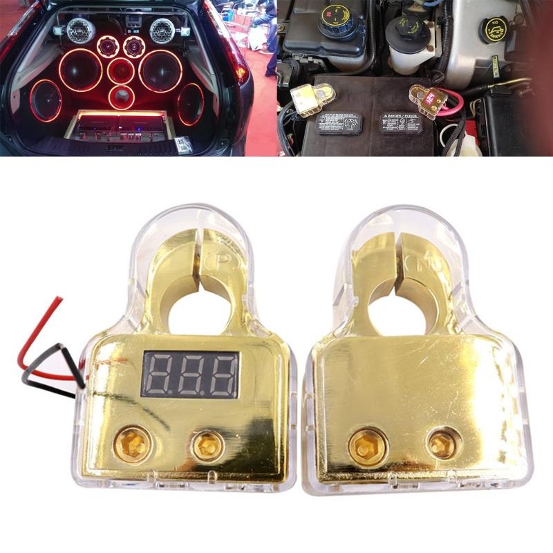 Car Battery Terminals Connectors Voltmeter Positive Negative Battery Shim Battery Post Clamp Cable Ends for Car Trailer
