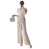 Pre-Sale 2868 Plus Size Women's Korean Style Short Sleeve & Wide Leg Pants Two-Piece Set