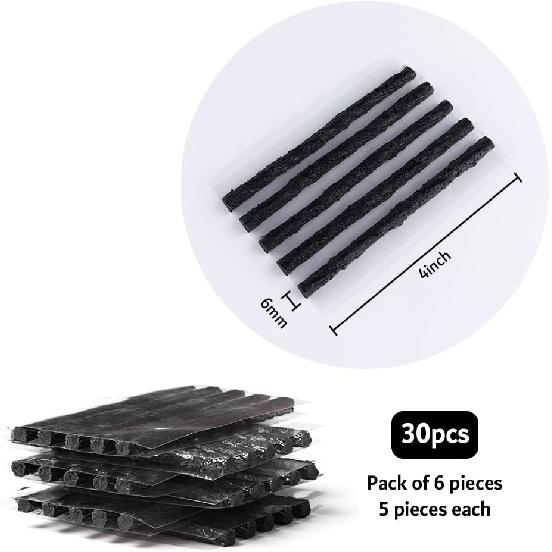 OFBAND 30PCS 4  Car Heavy Duty Tire Plugs,Black Tire Repair Plugs with Strong Viscosity for Fixing Flat Tire,Universal Rubber Tire Plug Kit Fits Car