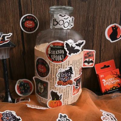 46 Stück Halloween Sticker Pack DIY Material Dekorative Schreibwaren Album Tagebuch Tasse Notizbuch Handy Spielzeug Sammelalbum