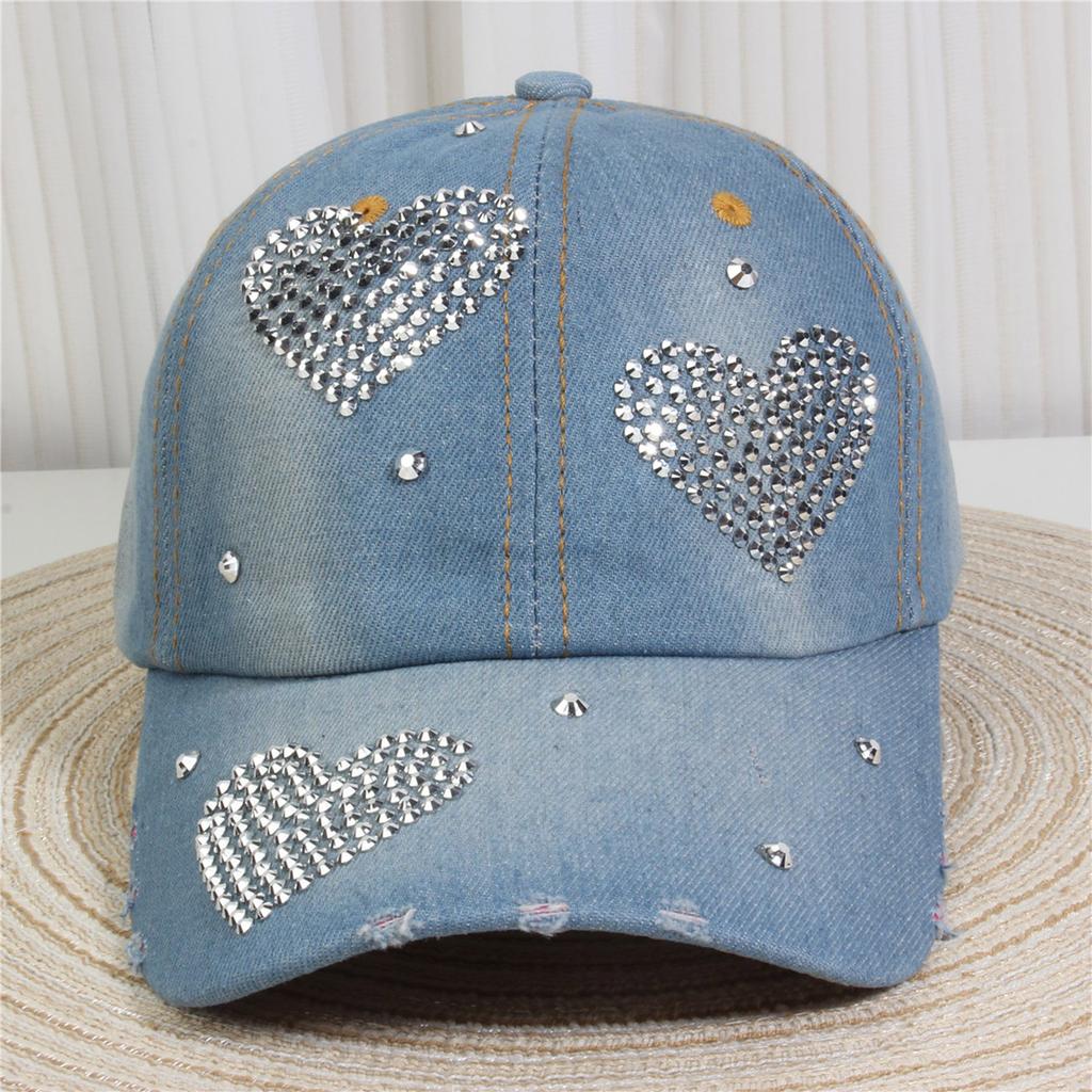 Rhinestones Baseball Hat Fashion Denims Hat Retros Street Hat Sunshades Hat for Women and Men