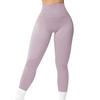 Women High Waisted Yoga Pants Ribbed Seamless Gym Leggings Solid Sport Fitness Running Training Tights Tummy Control Workout Female