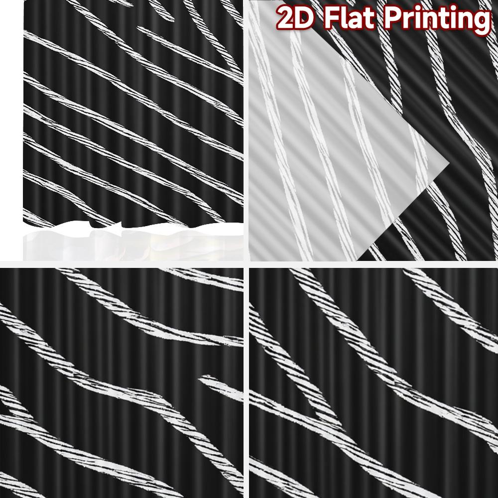 Set aus 2 minimalistischen flach bedruckten Vorhängen ohne Stange Fließendes Linienkunst-Design Neujahrsfest Garn Heimvorhang Polyester