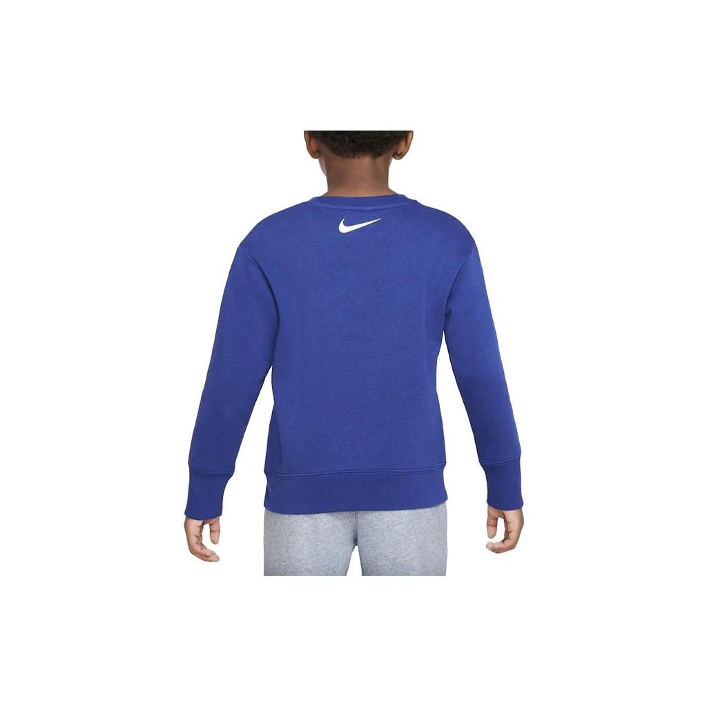 Nike Sweatshirt Letter Logo Print Round Neck Casual Fleece Kids tops Deep-Navy DQ3860-455