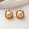 SKEDS Fashion Enamel Round Pearl Earrings For Women Vintage Baroque Exuqisiste Jewelry Ear Rings Party Wedding Accessories Gift