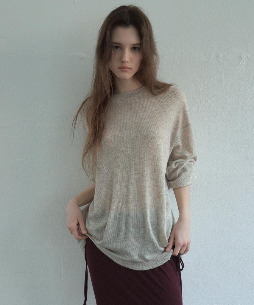 CITTA Wool Blend Comfort-Fit Waffle Long-Sleeve T-Shirt_Ctt392(5Color)
