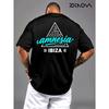 European Size Men's Amnesia Ibiza T-Shirt - Bold Print Short Sleeve Tee, Regular Fit Stretch Suitable for Sports & Casual Wear, Machine Washable