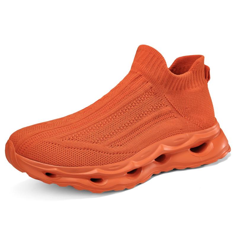 Fashion Four Seasons New Lazy Straight Casual Men's and Women's Shoes Knitted Mesh Breathable Thick Bottom Cushioned Running Shoes