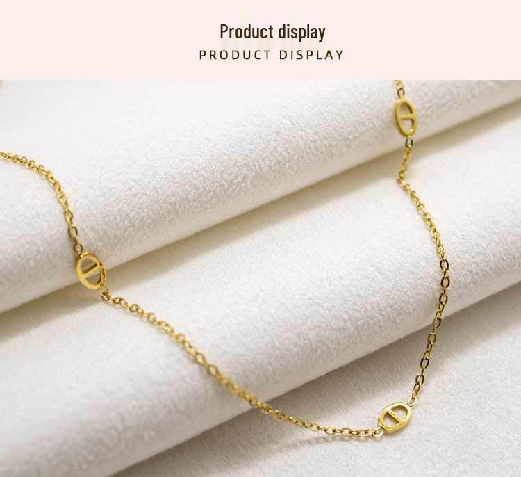 Exquisite Gold-Plated Titanium Pig Nose Necklace - Colorfast Clavicle Chain Trendy Accessory