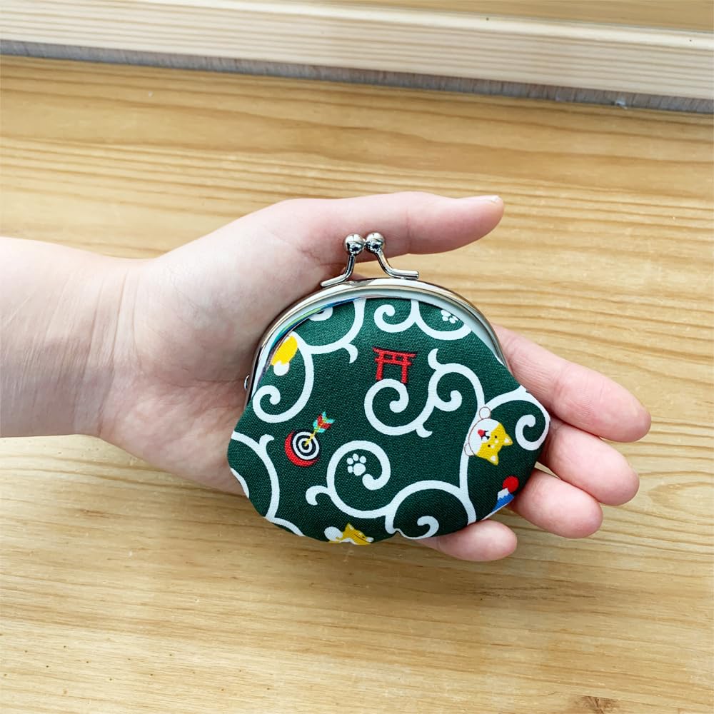 Made in Coin Purse with Shiba Inu Cotton Arabesque x Navy Enkiya Kyosuke, Japan, Design, Design, 8.5 9.5 cm, 2.6 inches, Blue,