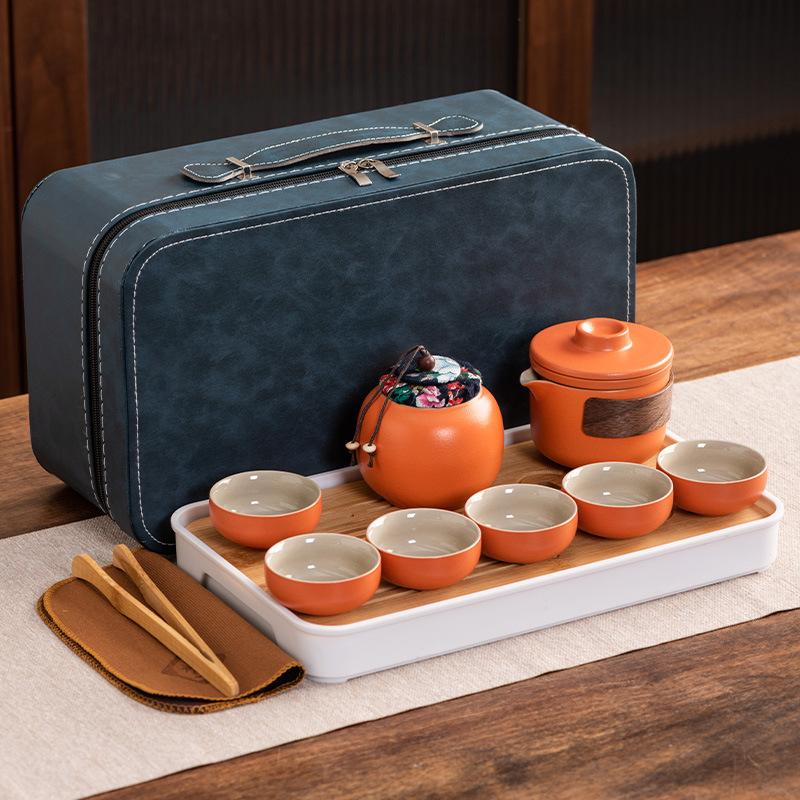 Travel tea set Ceramic express cup Portable one pot two cups Company business gifts Holiday souvenirs