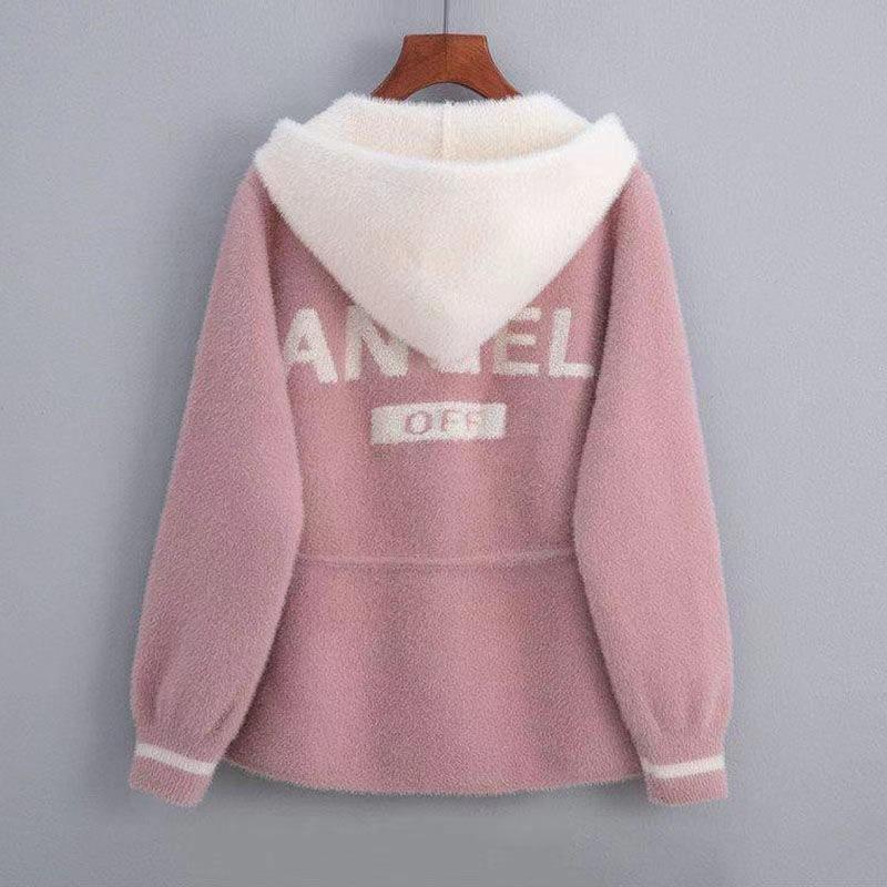 Women's autumn and winter mink fleece cardigan autumn new short top sweater thick coat spring and autumn versatile
