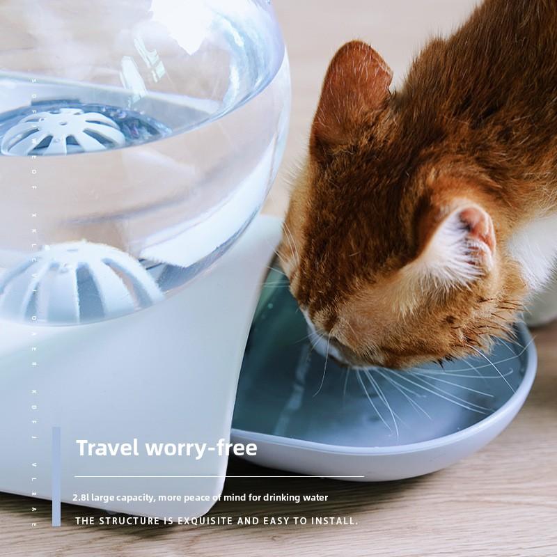 Bubble Pet PP Cat & Dog Automatic Water Fountain & Drinking Bowl Plug-Free No-Wet-Mouth