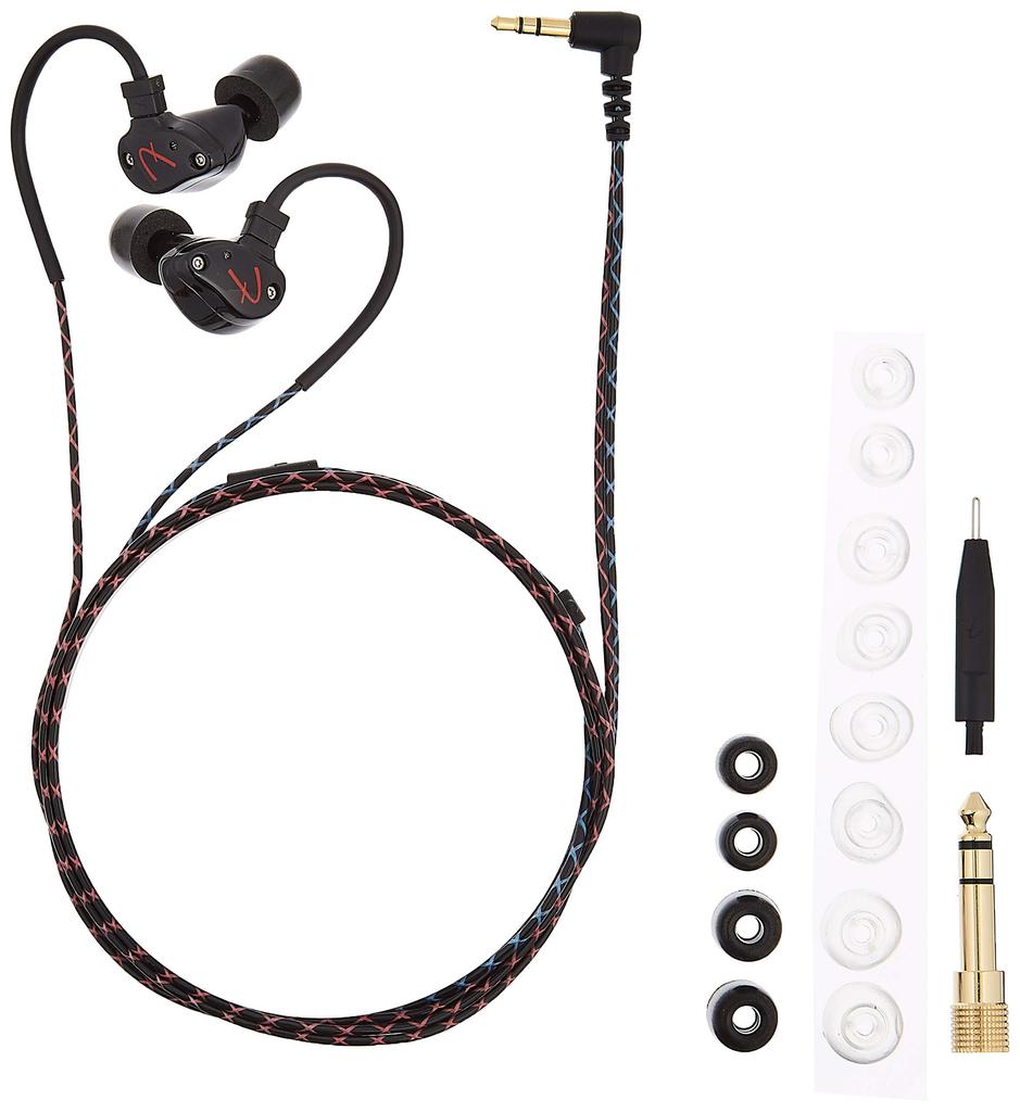 Fender NINE Dynamic Driver Earphones with IEM Connector [Black Metallic] 9.25mm 2-pin