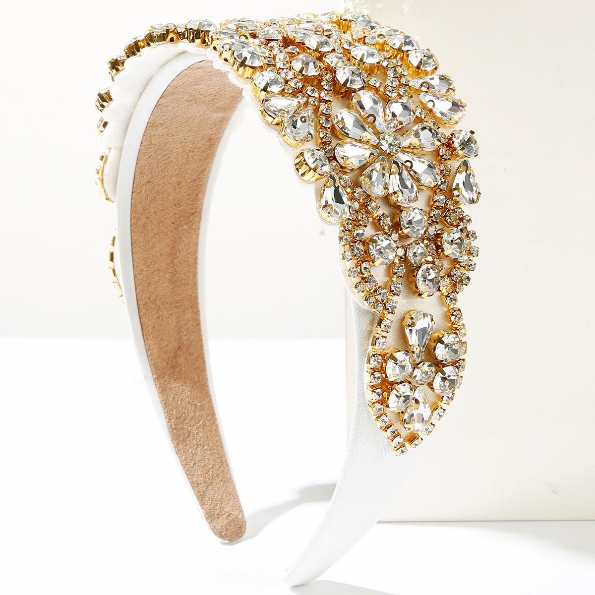 

Роскошная барочная повязка на голову с цветком из бриллиантов, блестящая, с широким краем, аксессуары для волос для женской вечеринки, повязка на голову, обруч для волос, новый