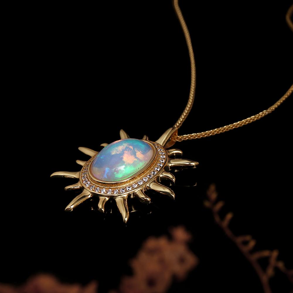 Hope Gemstones Natural oval 10*14mm ethiopia opal pendant 925 sterling silver Necklace Fine jewelry for women's Anniversary gift