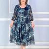 2024 European & American Plus Size Women's Mid-Length Print Dress