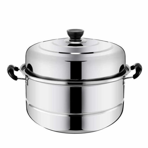 Steamer, 32cm, 2-Tier, 3-Tier, 3-Layer Bottom, Stainless Steel Lid, Compatible with Induction Cooking and Various Heat Sources