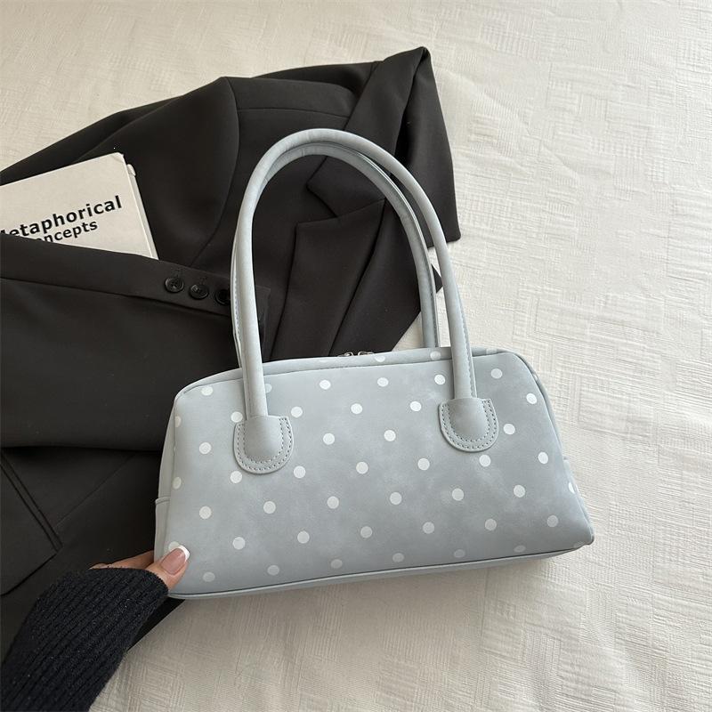 Simple Polka Dot Casual Shoulder Handbag Bowling Commuter Underarm Tote Bag