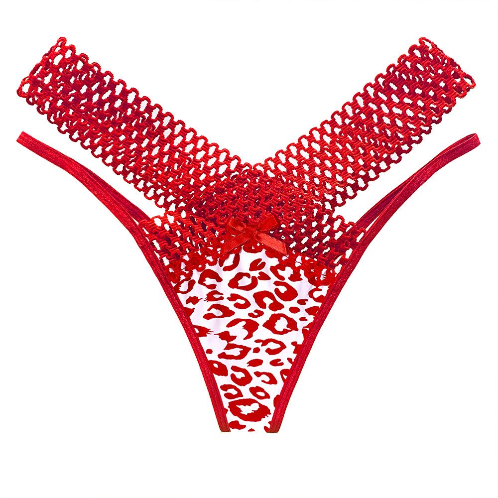 European & American Ice Silk Low-Rise Sporty Thong - Sexy, See-Through, Hollowed-Out Design