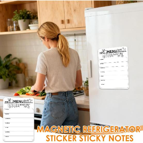 Magnetic Weekly Meal Planner for Refrigerator, 8x12'' Dry Erase Menu Board, Stain Resistant Whiteboard, Strong Magnetic Backing, Ideal for Families,