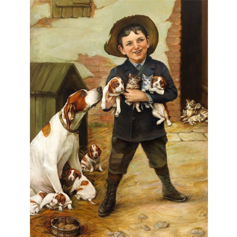 5D-Diamantgemälde zum Selbermachen, glückliche Kindheit, Diamant-Stickerei, Kreuzstich-Set, komplettes Strass-Mosaik, Heimdekoration