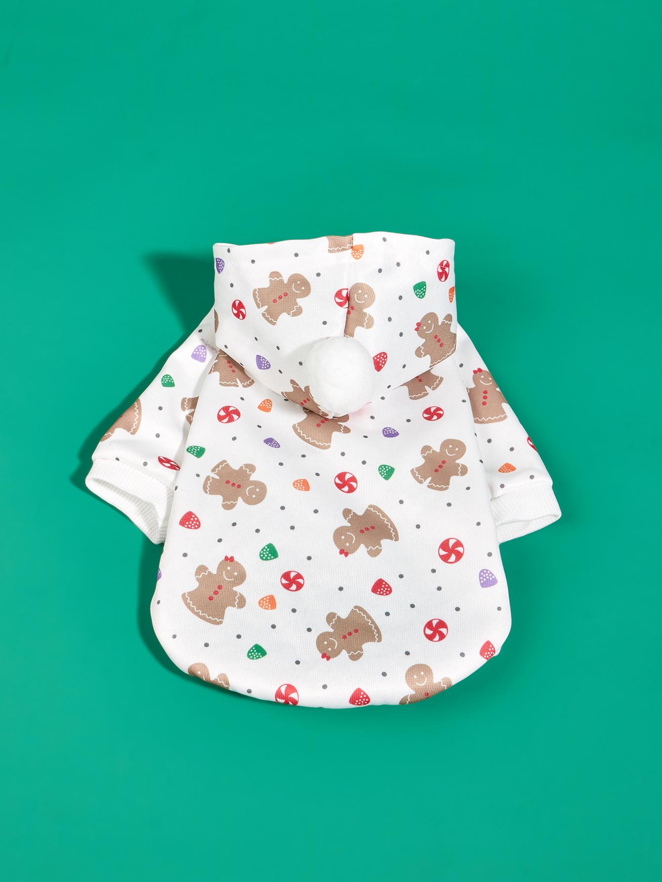 Hooded Dog  Christmas  Hoodies  Soft Dog Clothes with Christmas Tree Design Sweatshirts Dog Costumes Gingerbread for Small Mediu XS（old）