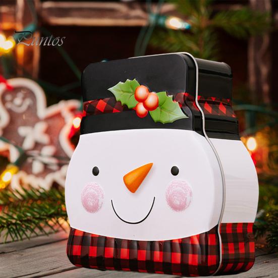 Cutie de bomboane de Crăciun Desen animat Moș Crăciun Om de zăpadă Pinguin Biscuiți de ciocolată Gustări Deliciu Depozitare cadouri Container de fier Favoruri de petrecere