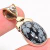 Natural Snowflake Obsidian Two Tone 925 Solid Sterling Silver Pendant 1.75" H3S75