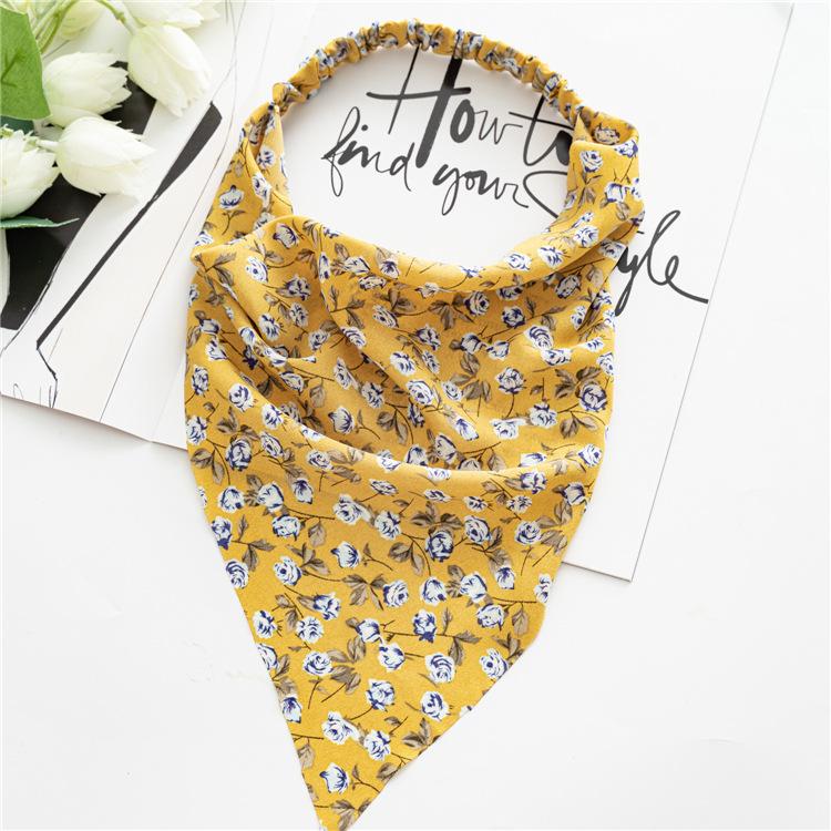 New Floral-patterned Square Scarf Elastic Hair Band Head Wrap Triangular Scarf Hair Accessory