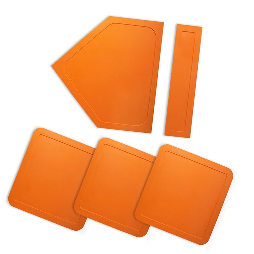 Baseball Bases Set Anti Slip Lightweight Rubber Baseball Bases with Home Plate Pitching Rubber for Practice Pitching