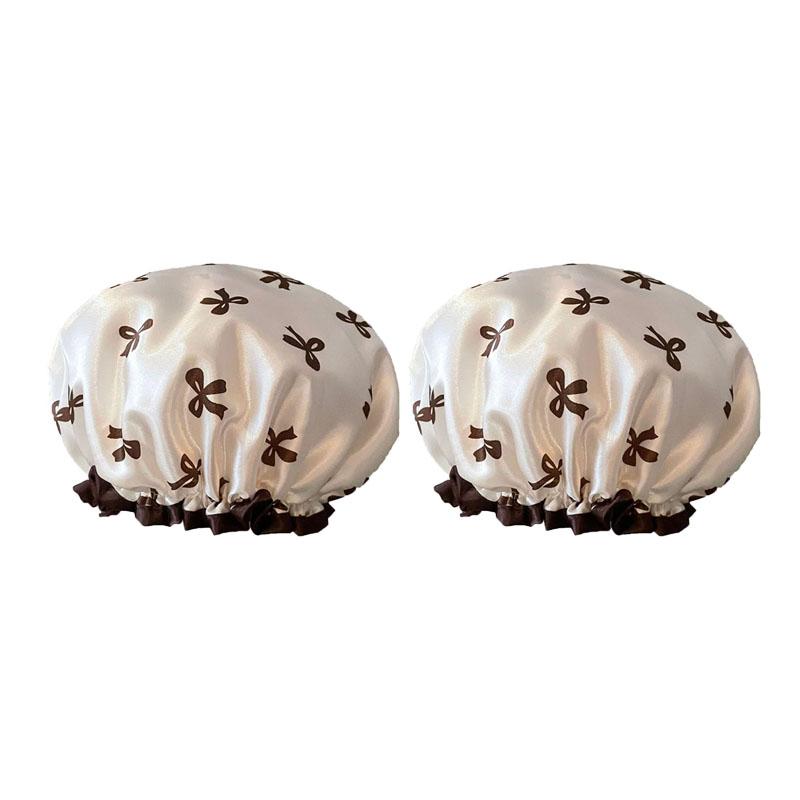1-6PCS Adult Female Household Cute Double-Layer Thick Waterproof Shower Cap Hair Cap Head Cover Hat Kitchen Oil Fume Proof Hat