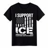 I Support ICE Graphic T-Shirt Unisex USA Flag Patriotic Distressed Casual Tee