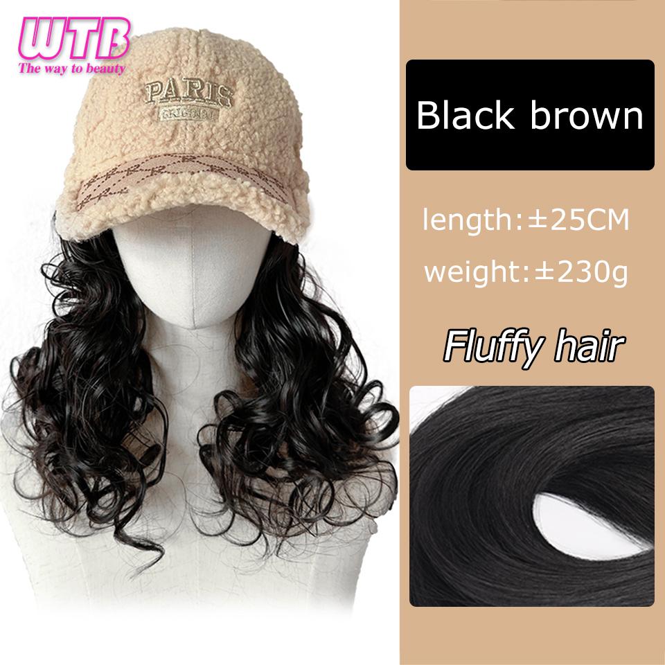 WTB Synthetic Hat Short Curly Hair Wig Integrated Women's Fashion Age-reducing Autumn and Winter Warm Baseball Hat Wig