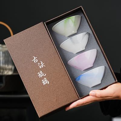 Chinesische glasierte Hut-Teetasse Master-Tasse Home Office weiße Jade-Teetasse Jade-Porzellan Kung-Fu-Tee-Set
