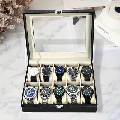 12-digit Watch Storage Box,Wrist Watch Open Window Display Large-capacity Dust-proof Watch Case With Lid,Ideal Choice for Gifts