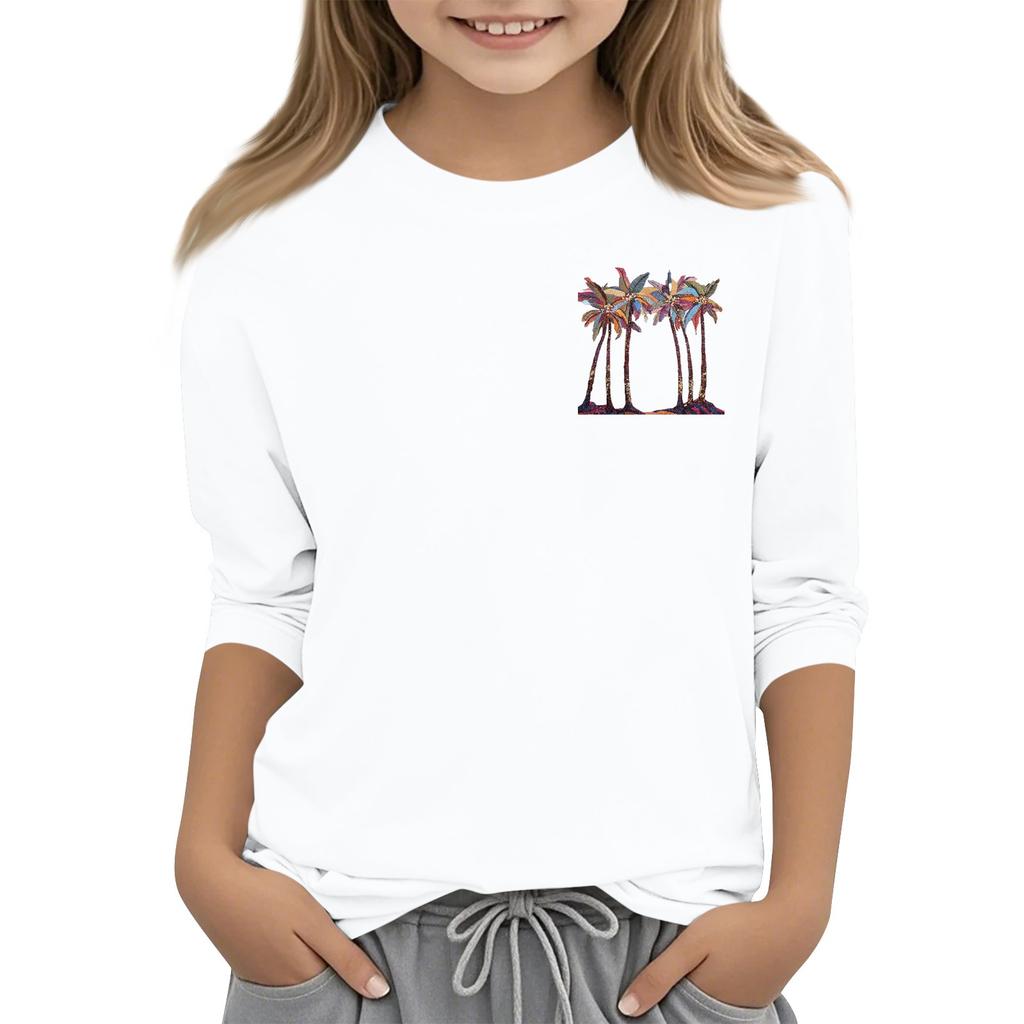 Kindermode Bedrucktes Rundhals Dreiviertelarm Oberteil Lässiges T-Shirt