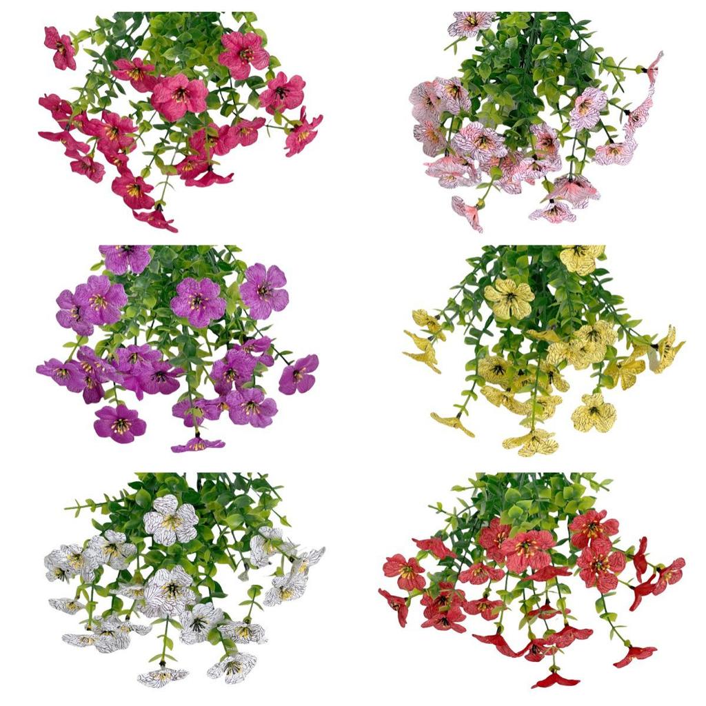 7-Fork Eucalyptus Violet Artificial Silk Flowers for Tabletop & Courtyard Decoration