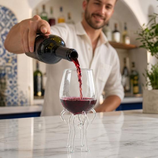 Octopus Wine Glass, Jellyfish Shaped Martini Cup, Creative Cocktail Glass for Juice Bar, Novelty Home Decor Gift