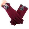 New Female Autumn Winter Non-Inverted Velvet Cashmere Full Finger Warm Lace Gloves Women Cotton Touch Screen Gloves G82